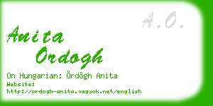 anita ordogh business card